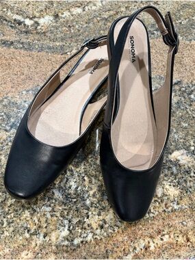 Kohl's SONOMA Black Leather Slingback Mules